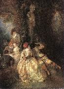 WATTEAU, Antoine Harlequin and Columbine china oil painting reproduction